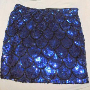 Lily White Midnight Blue Black Mermaid Sequined Skit Small Stretch Waist